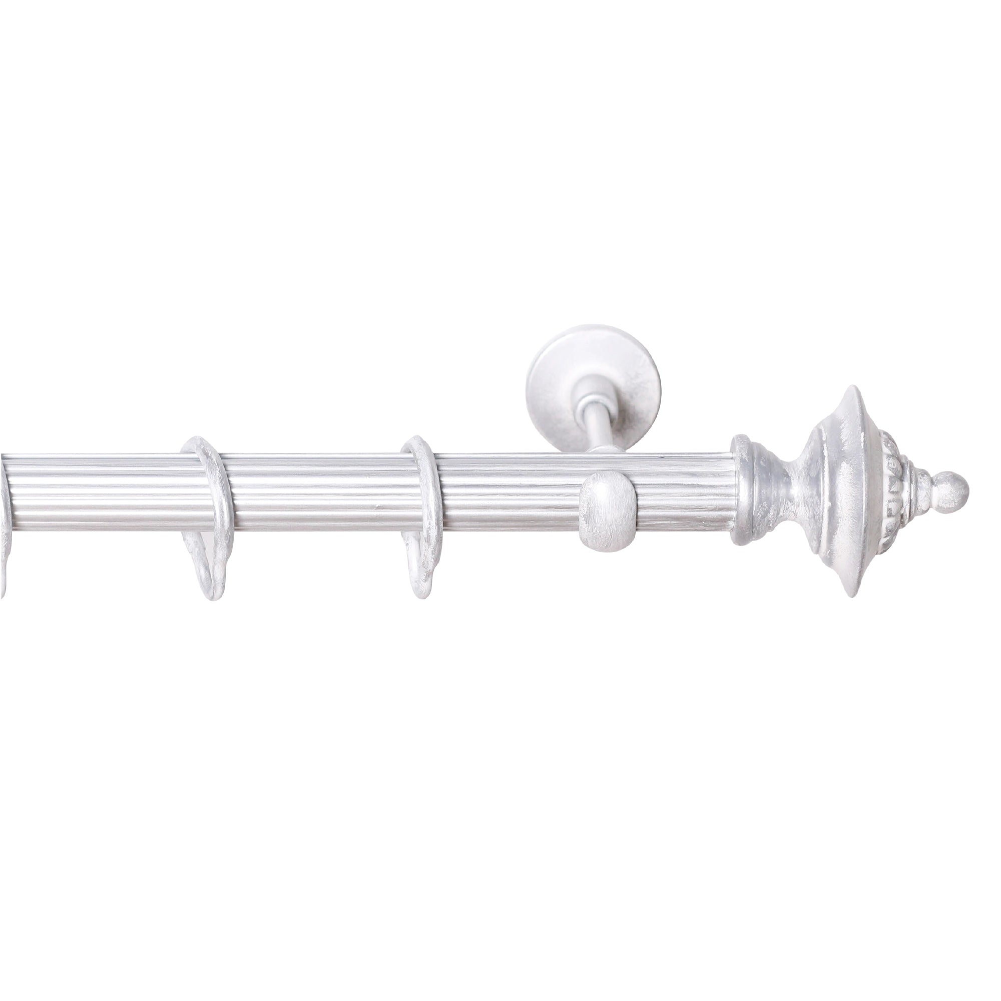 Rustik Perde Borusu 30 mm - Beyaz Eskitme Metal - Çömlek