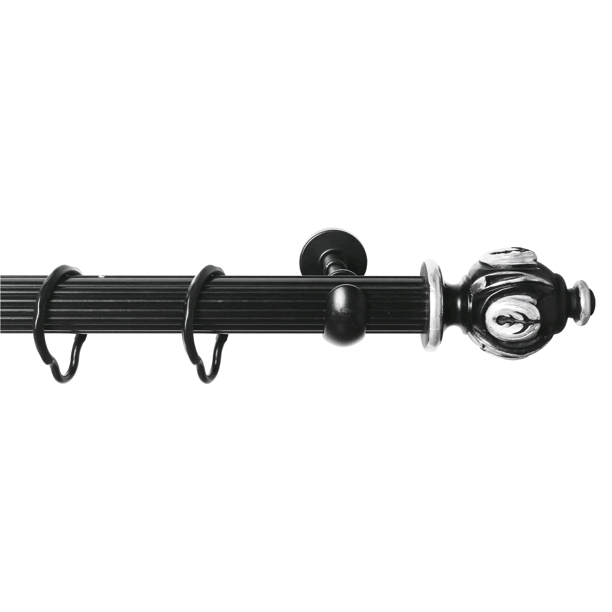 Rustik Perde Borusu 30 mm - Siyah Gümüş Eskitme Metal - Antik