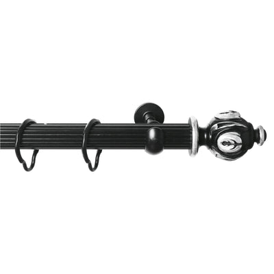 Rustik Perde Borusu 30 mm - Siyah Gümüş Eskitme Metal - Antik