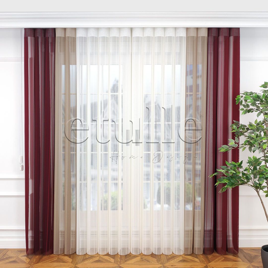 Santiago - Striped Vertical Tulle Curtain