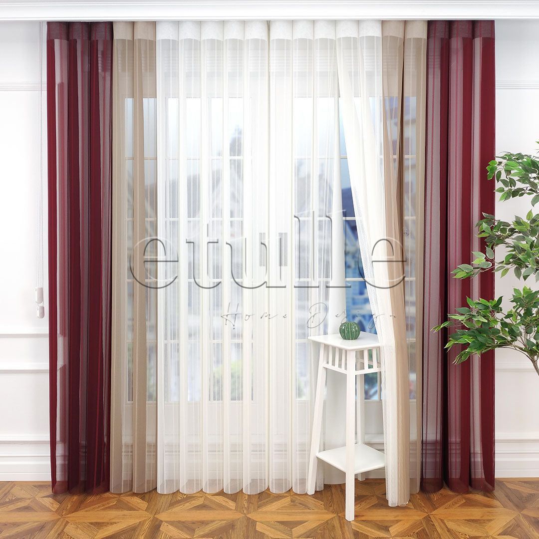 Santiago - Striped Vertical Tulle Curtain