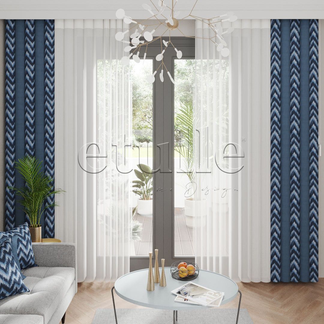 Sea Kafka - Printed Vertical Tulle Curtain
