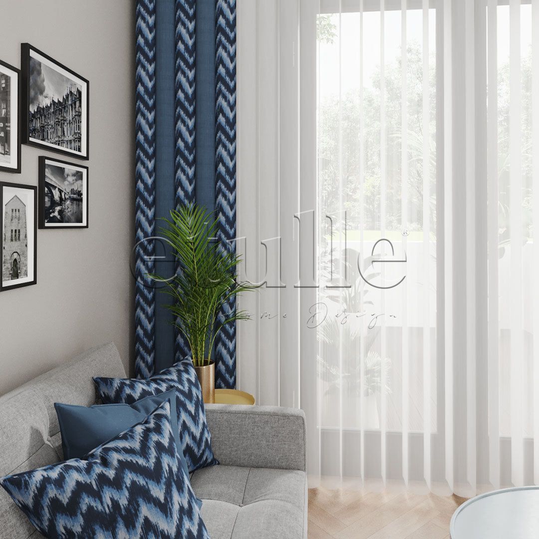 Sea Kafka - Printed Vertical Tulle Curtain
