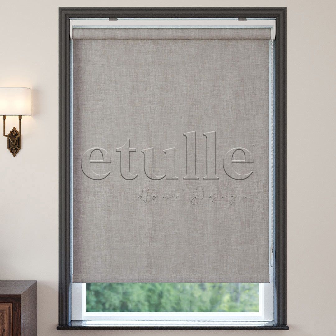 Mink Blackout Linen Roller Blinds | fiorella