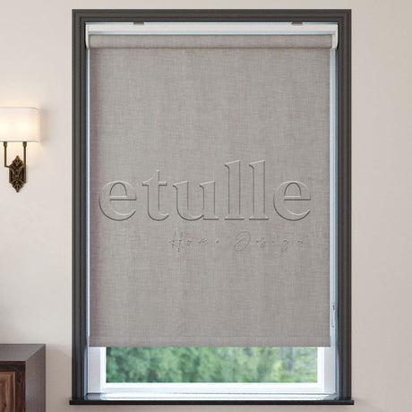 Mink Blackout Linen Roller Blinds | fiorella