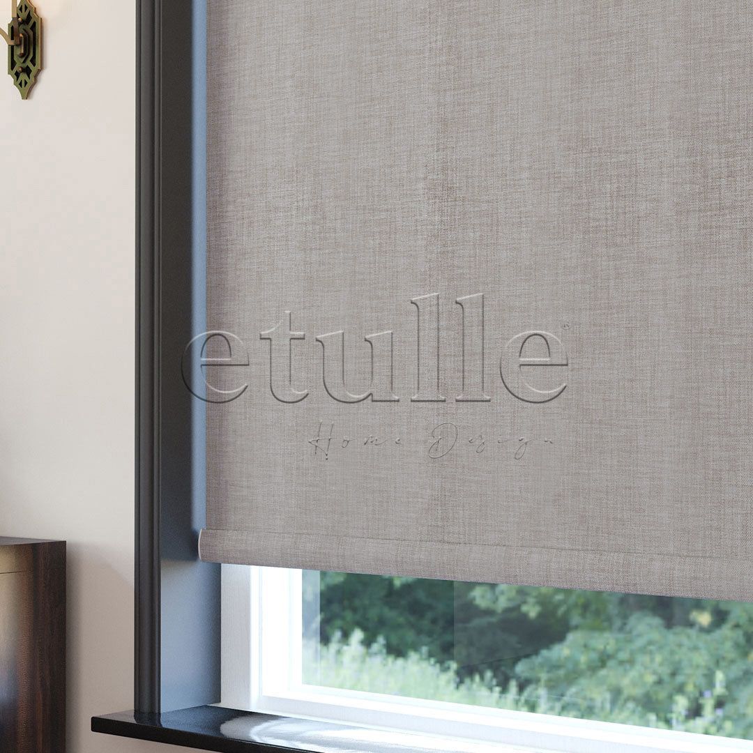 Mink Blackout Linen Roller Blinds | fiorella