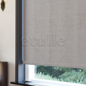 Mink Blackout Linen Roller Blinds | fiorella
