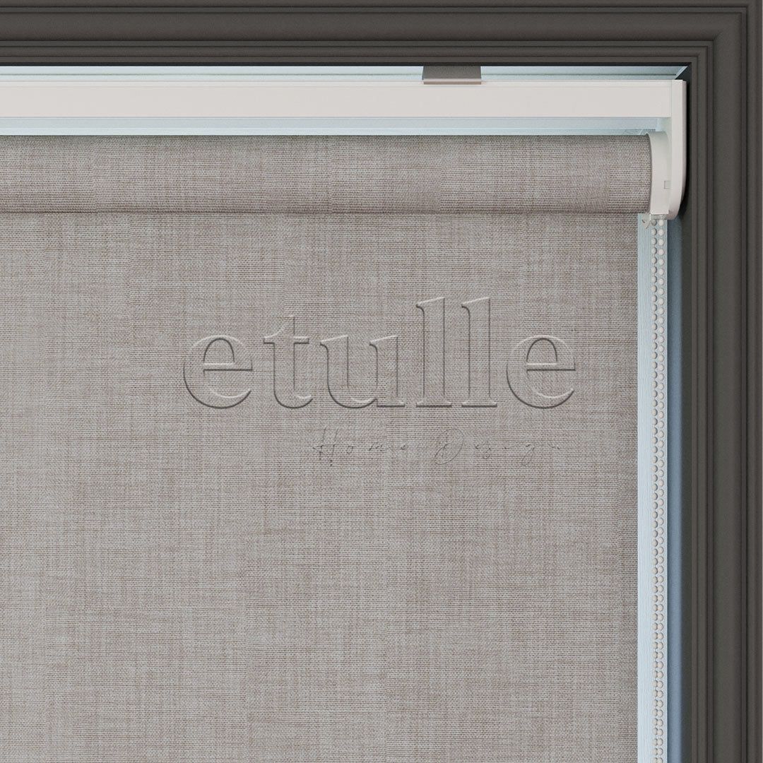 Mink Blackout Linen Roller Blinds | fiorella