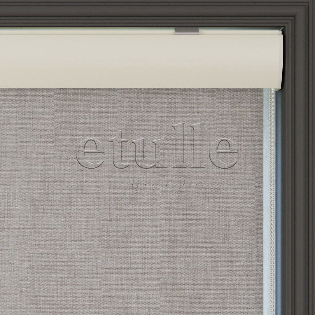 Mink Blackout Linen Roller Blinds | fiorella