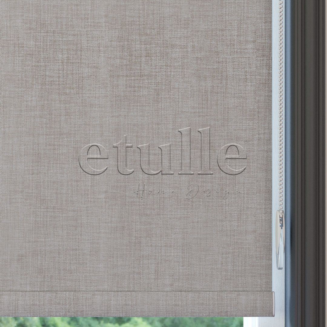 Mink Blackout Linen Roller Blinds | fiorella