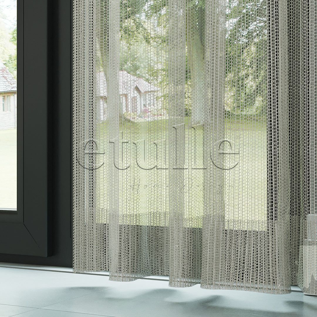 Vizon Trend Kare File Örme Düz Tül Perde | Dusk