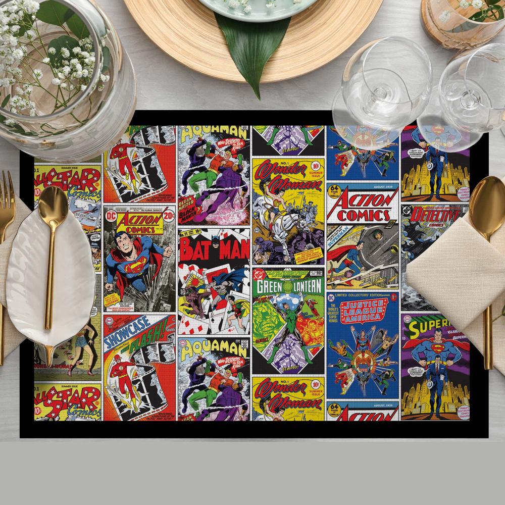 Batman Superman Wonder Woman Baskılı Amerikan Servis – 4’lü Set 30x50 cm