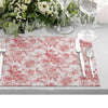 Romantik Desenli Kırmızı Kuş ve Çiçek Motifli Amerikan Servis Seti - 4'lü Set (30x50 cm)
