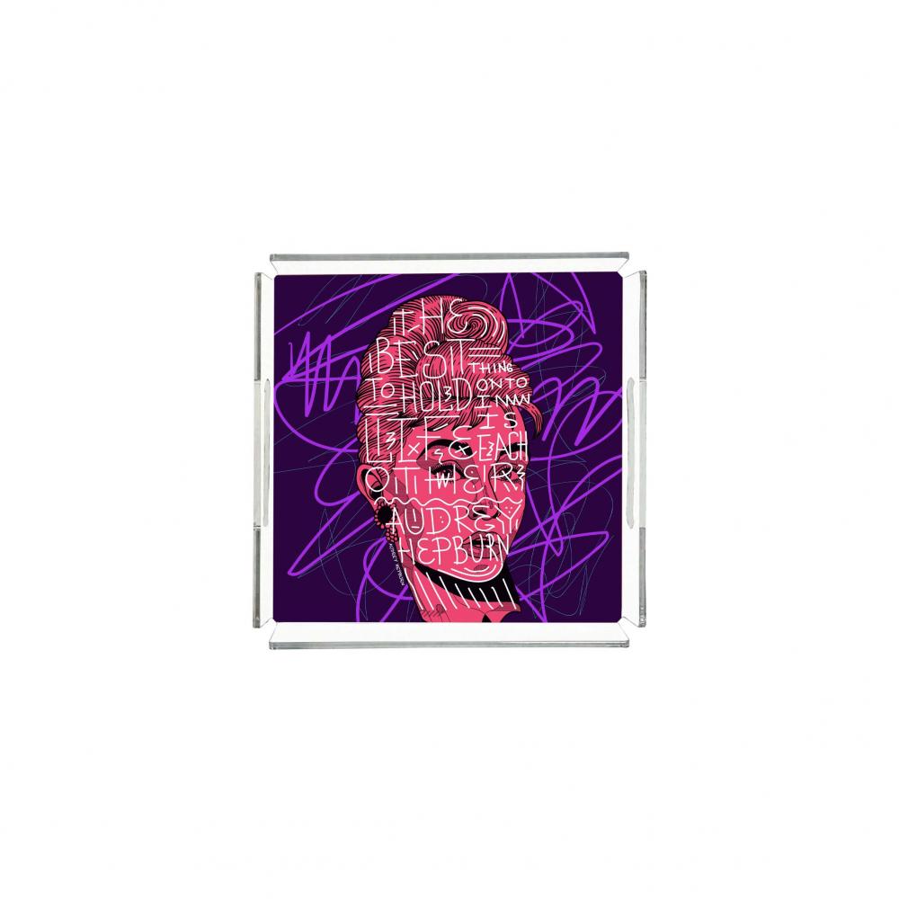 Audrey Hepburn Pleksi Tepsi - PT2136 25x25cm