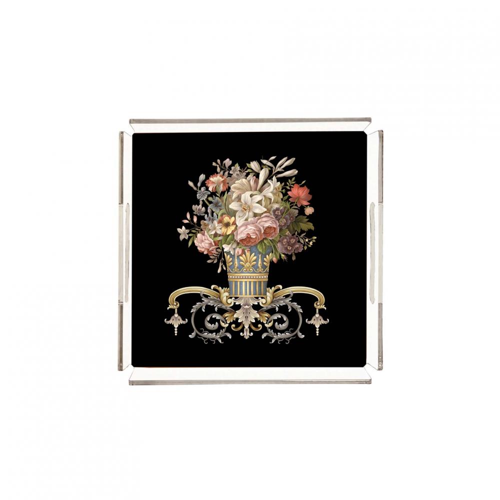 Figüratif Çiçek Pleksi Tepsi -PT2128 - 25x25cm