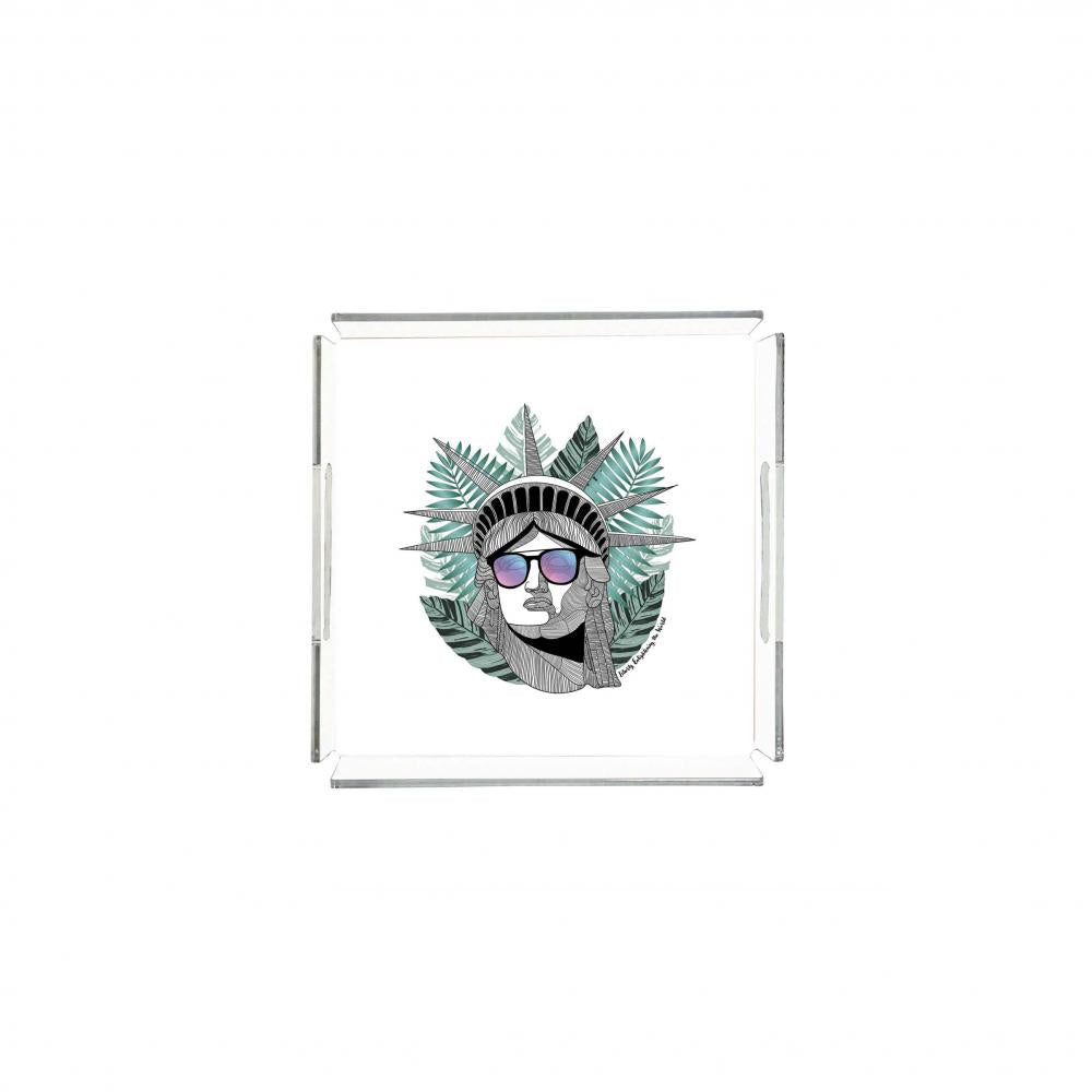 The Statue Of Liberty Pleksi Tepsi - PT2133 - 25x25cm