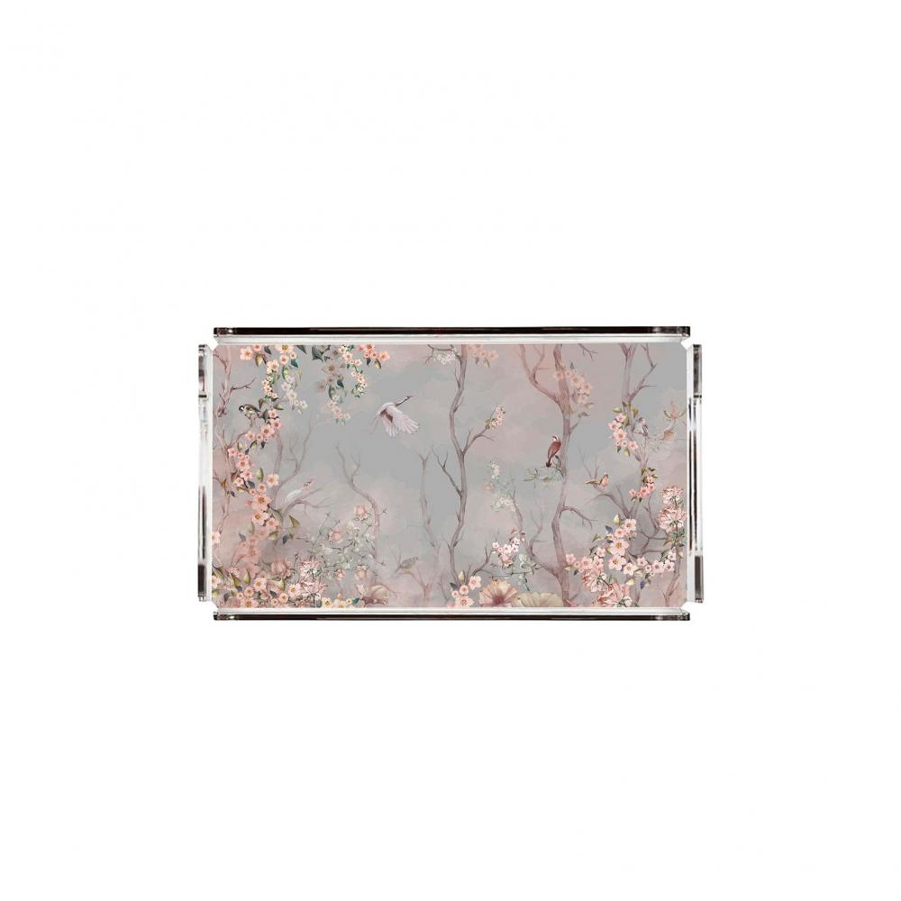 Kuşlu Bahçe Pleksi Tepsi - PT2125 - 40x24cm