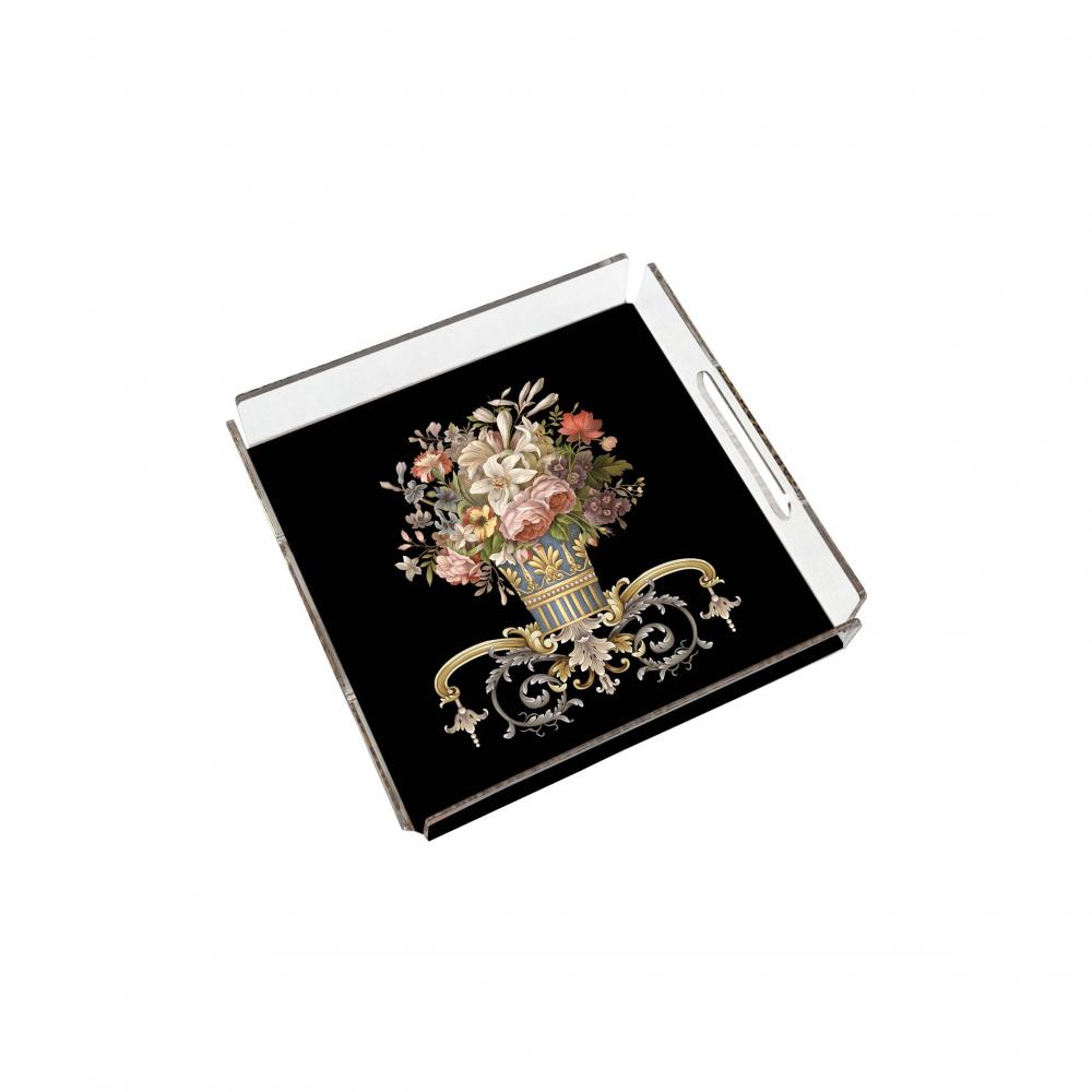 Figüratif Çiçek Pleksi Tepsi -PT2128 - 25x25cm