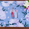 Garden Bloom – Lila Yeşil Tropikal Desenli Amerikan Servis - 4'lü Set 35X50CM