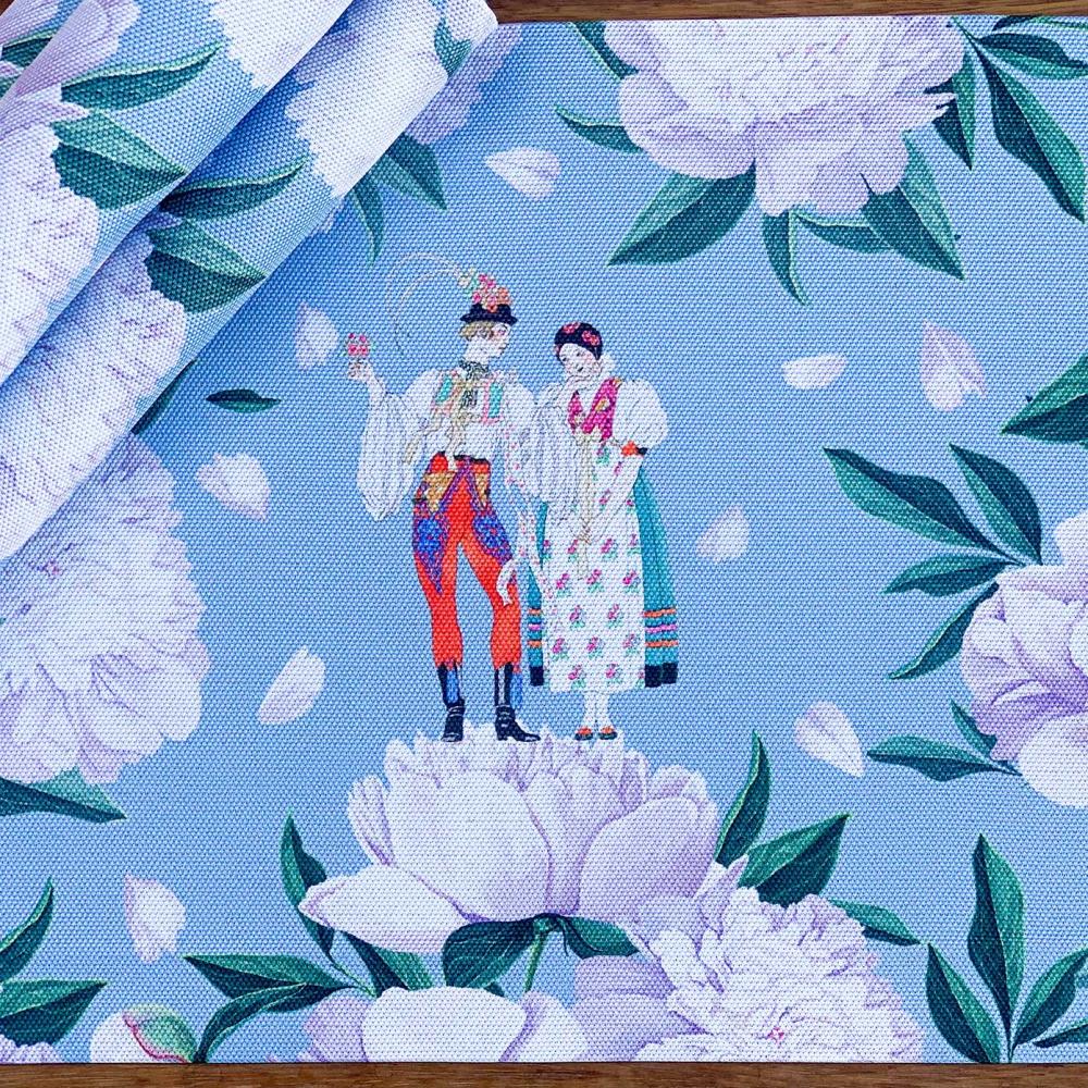Garden Bloom – Lila Yeşil Tropikal Desenli Amerikan Servis - 4'lü Set 35X50CM