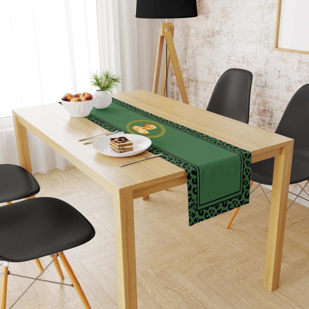 Yeşil Büst Detaylı Runner Örtüsü 140x45CM