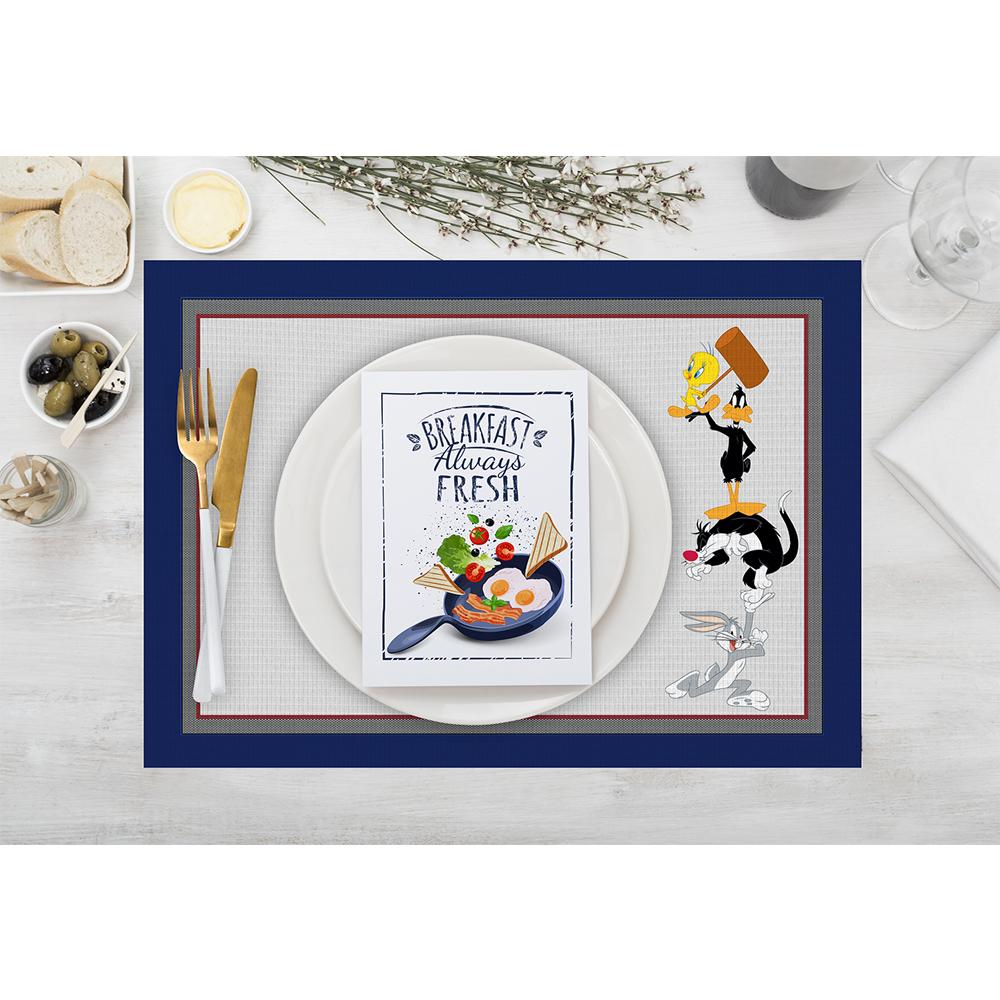 That’s All Folks! Yazılı Amerikan Servis – 4’lü Çizgi Film Temalı Sofra Seti (30x50 Cm)